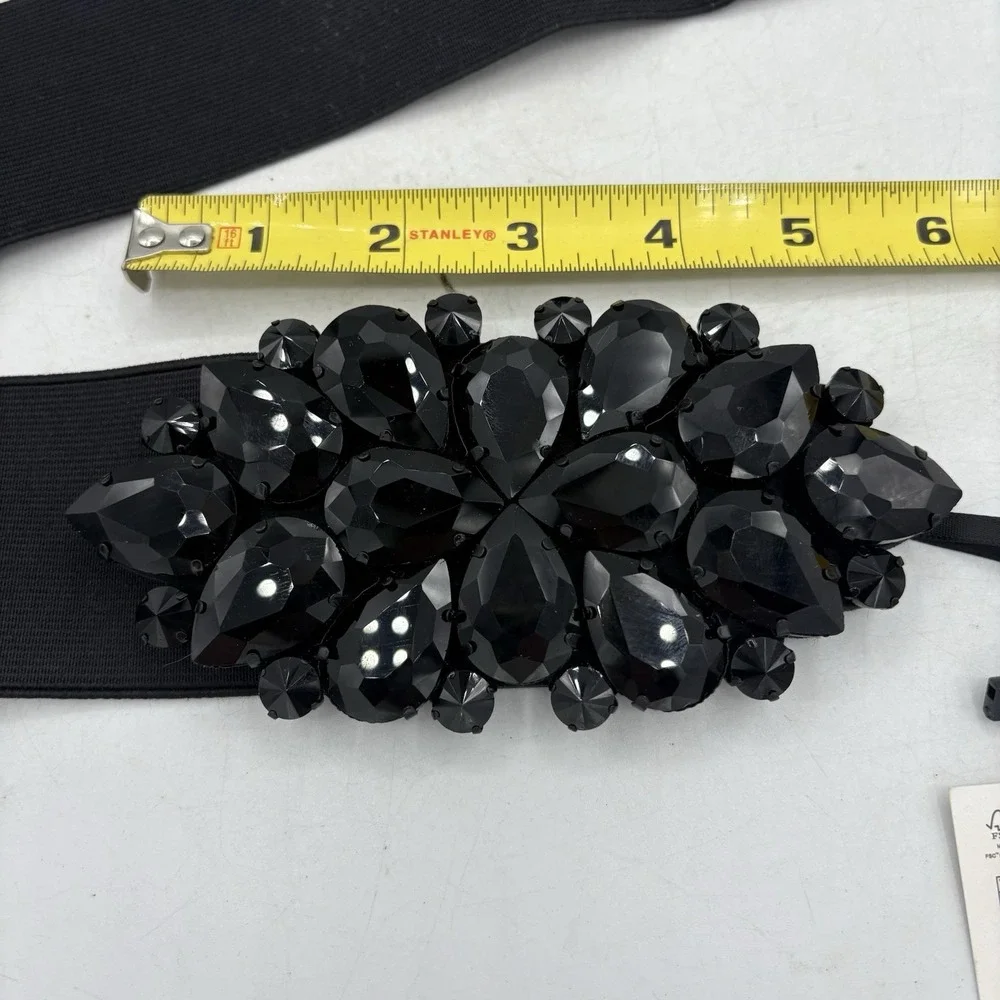Zara Waist Dress Belt Womens Size 32 Black Snap Buckle Wide Stretch